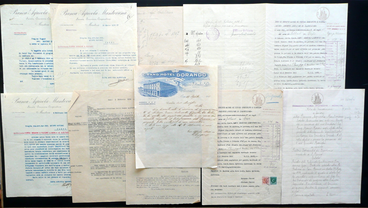Dorando Pietri Carpi Maratoneta Carteggio Ipoteca Fattura Grand Hotel 1915 …
