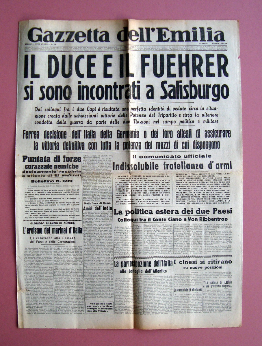 Duce e Fuerer a Salisburgo 1 maggio 1942 Gazzetta dell'Emilia