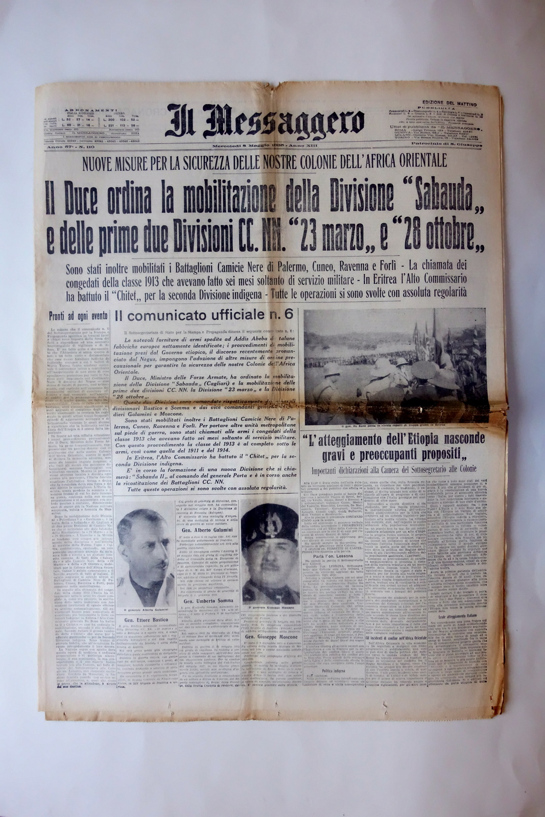 Duce Mobilitazione Divisioni Sabauda 23 Marzo 28 Ottobre Il Messaggero …