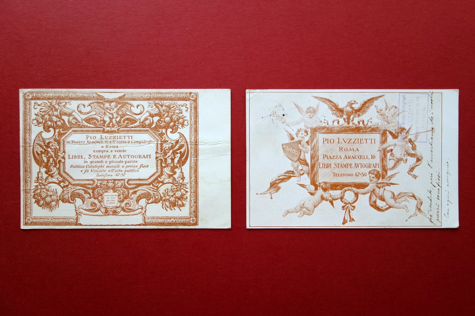 Due Cartoline Pio Luzzietti Roma Libri Stampe Attilio Cionini Viaggiate …