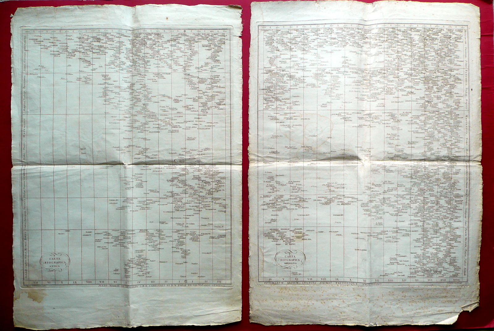 Due Grandi Incisioni Carta Biografica Antica e Moderna Priestley Capellan …