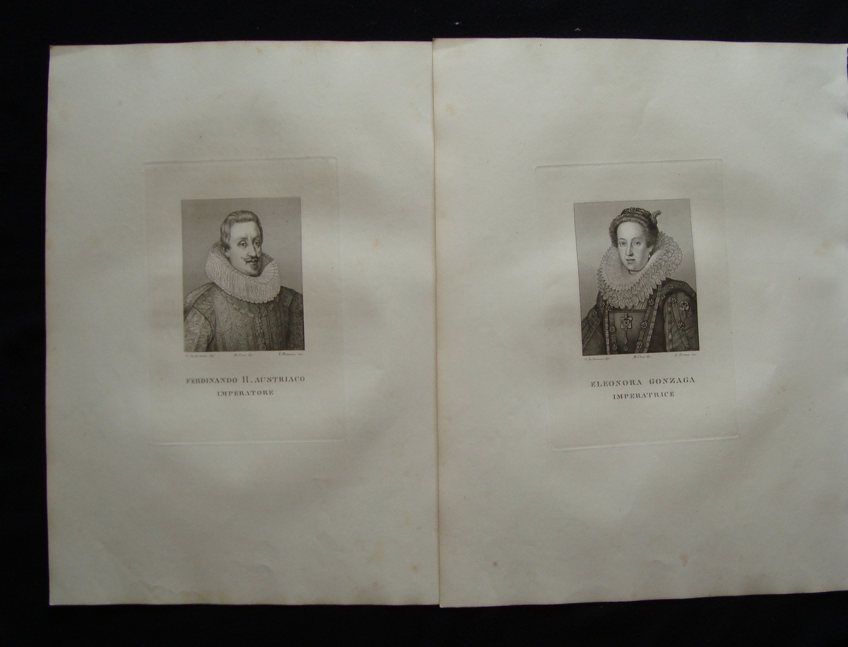 Due Incisioni rame Ferdinando II Eleonora Sustermans Galleria Pitti Firenze …