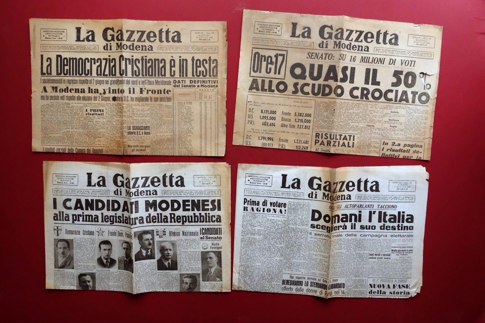 Elezioni Politiche 1948 Candidati Modenesi Gazzetta di Modena 4 Numeri