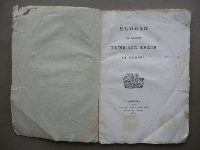 Elogio Del Cardinale Tommaso Badia Modena Soliani 1830 Baraldi Religione …