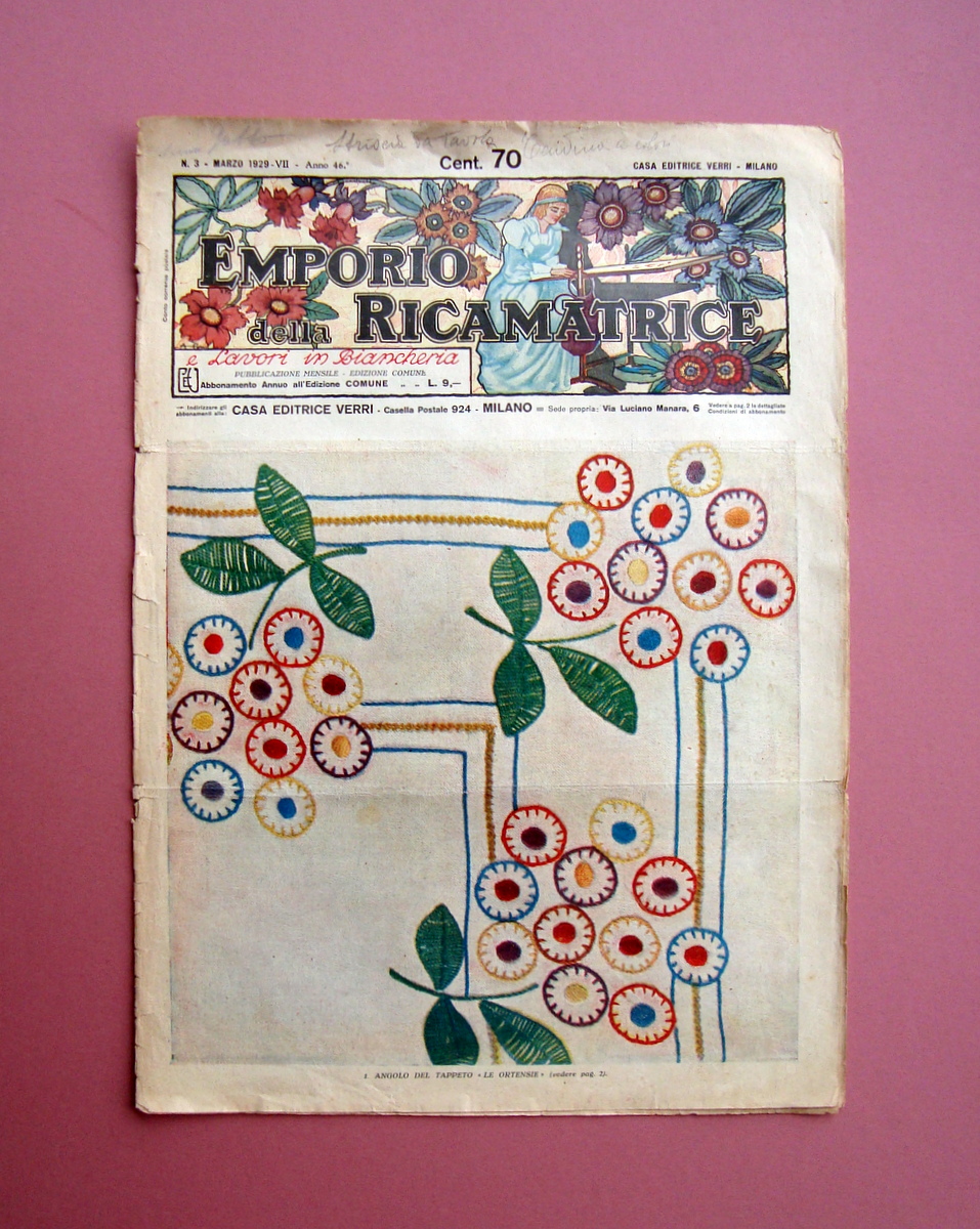 Emporio della Ricamatrice n.3 1929 lavori in biancheria Ed.Verri Milano