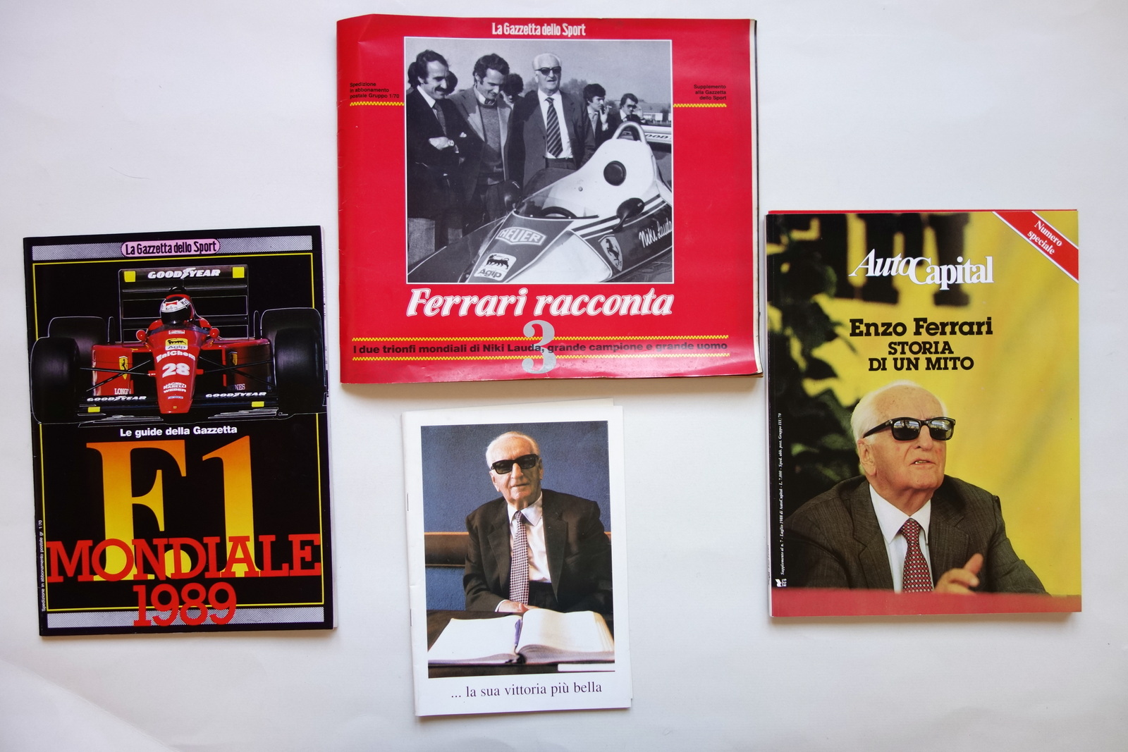 Enzo Ferrari 4 Pubblicazioni 1988-1989 G. Andreoli Autografo Auto Sport …