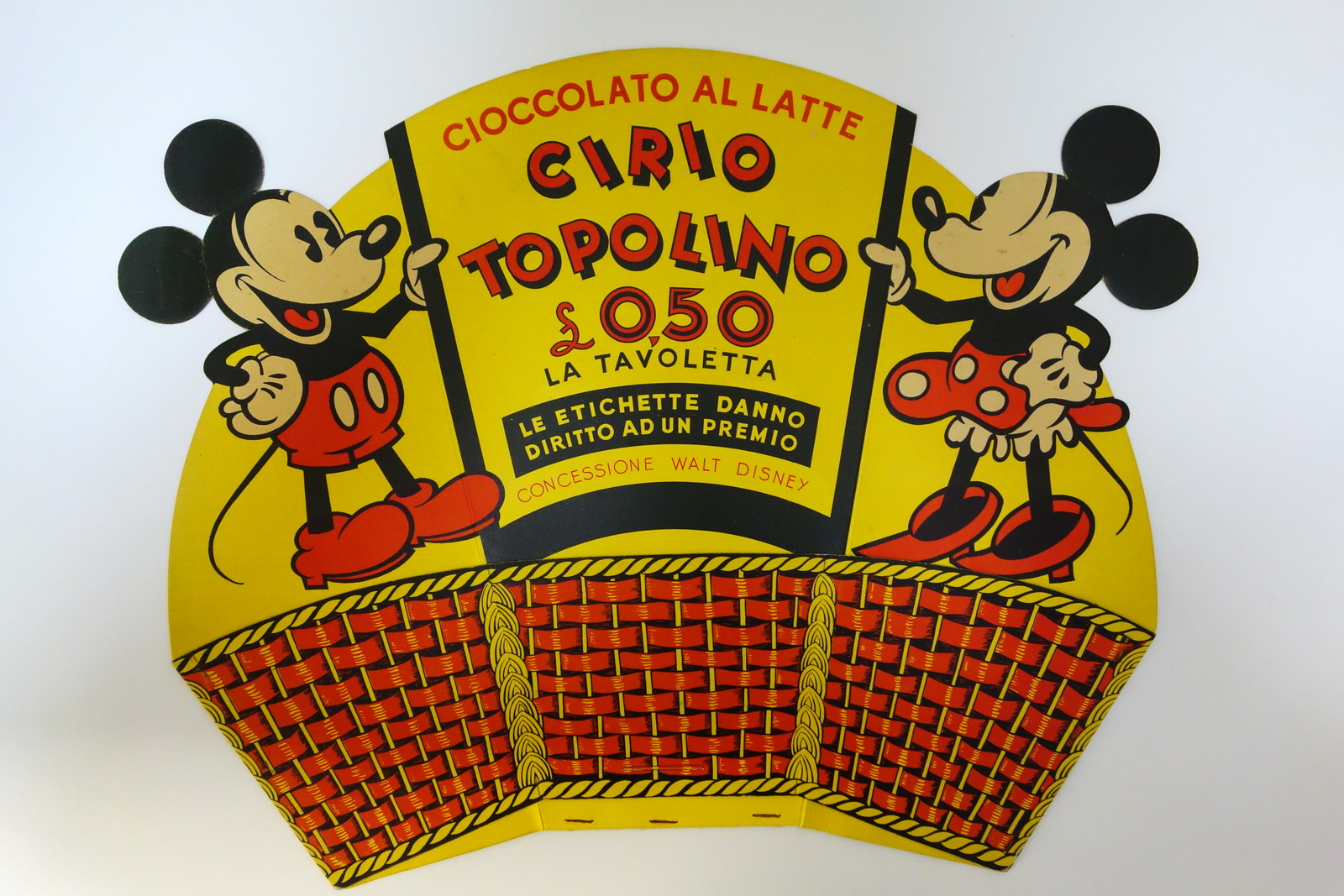 Espositore Cirio Topolino Cioccolato al Latte Anni '30 Rubino Mai …