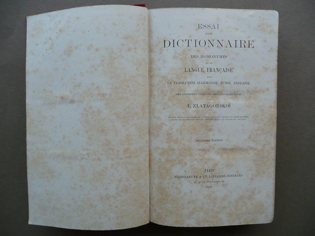 Essai Dictionnaire Des Homonymes De La Langue Francaise Dedica Alexandre …