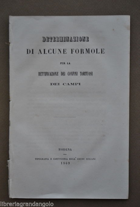 Estimo Catasto Determinazione Formule Confini Campi Agrimensura Modena 1869