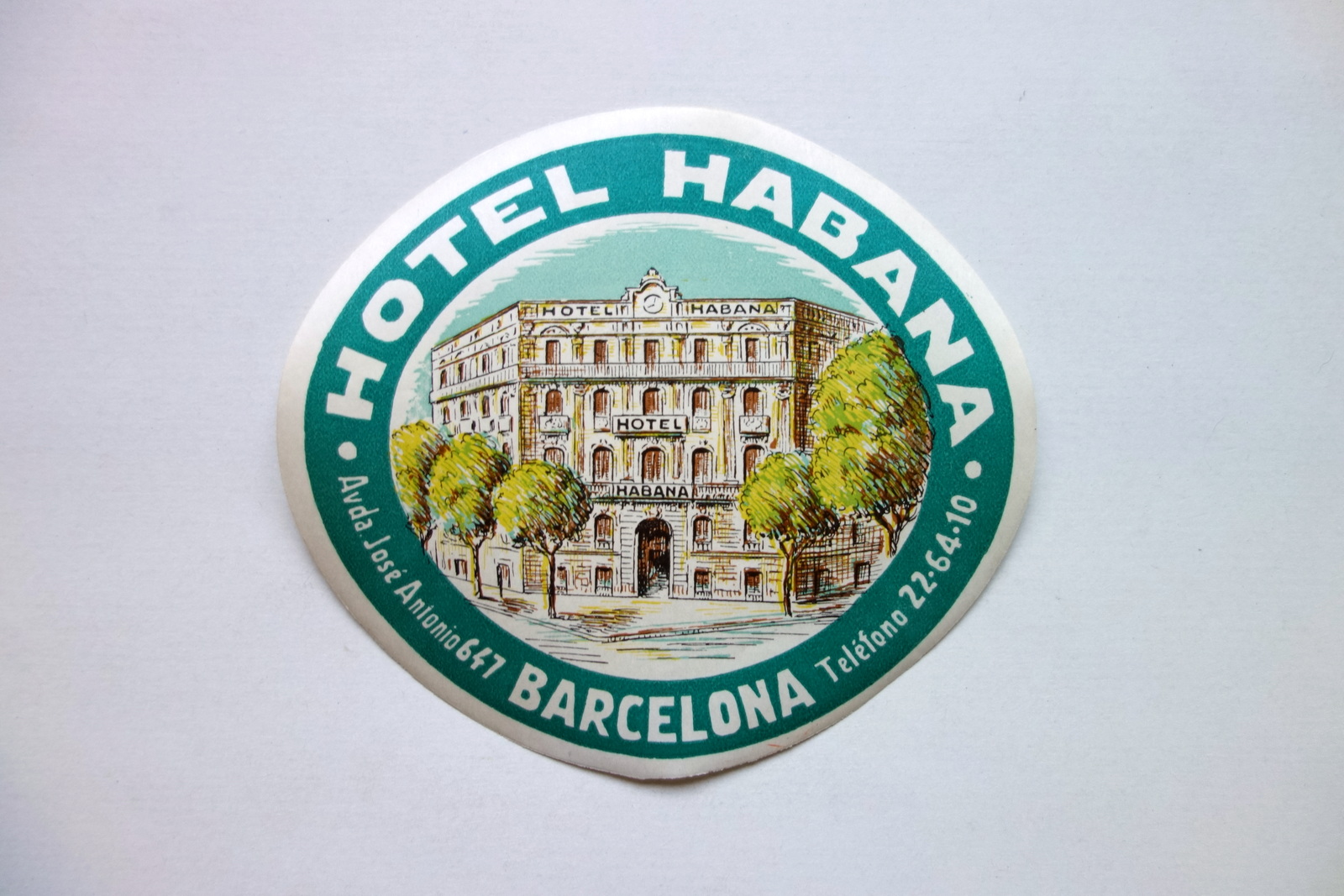 Etichetta Label Hotel Habana Barcellona Grafica a Colori '900