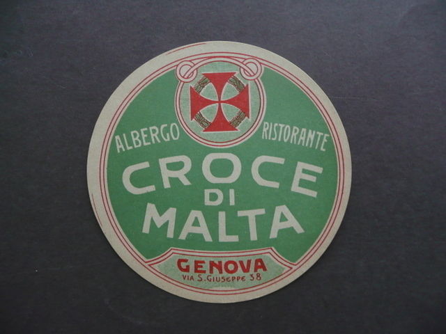 Etichetta Valigia Label Suitcase Albergo Croce di Malta Genova Anni …