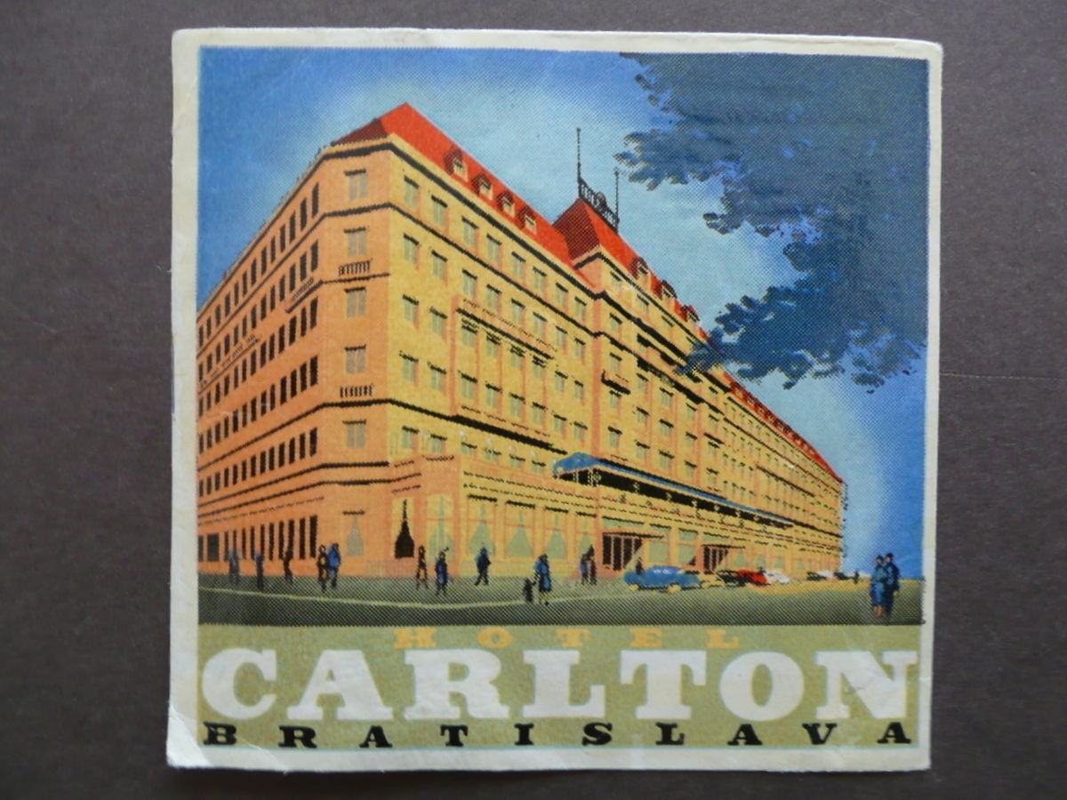 Etichetta Valigia Travel Label Suitcase Hotel Carlton Bratislava Anni Quaranta