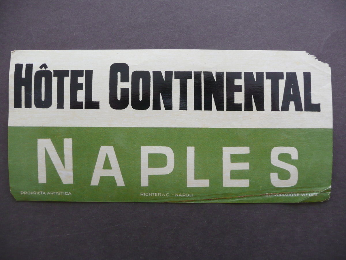 Etichetta Valigia Travel Label Suitcase Hotel Continental Napoli Anni Quaranta