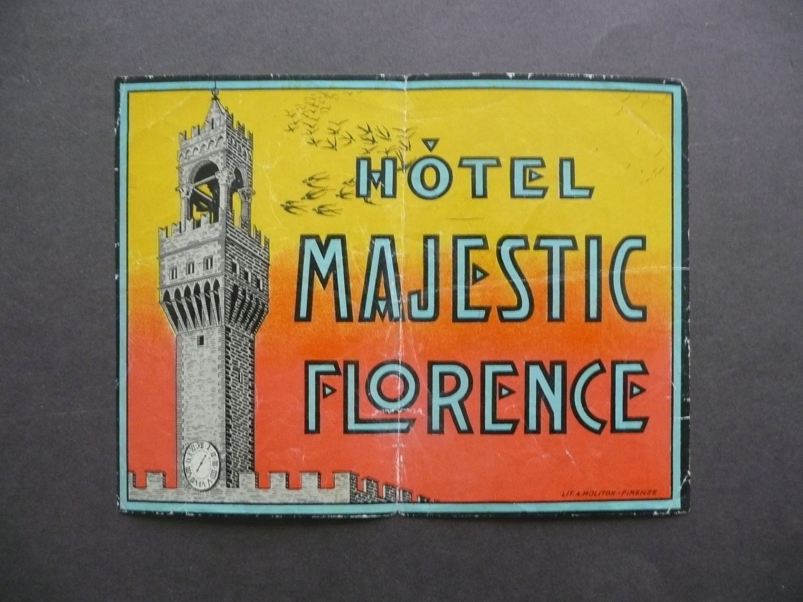 Etichetta Valigia Travel Label Suitcase Hotel Majestic Florence Anni Venti