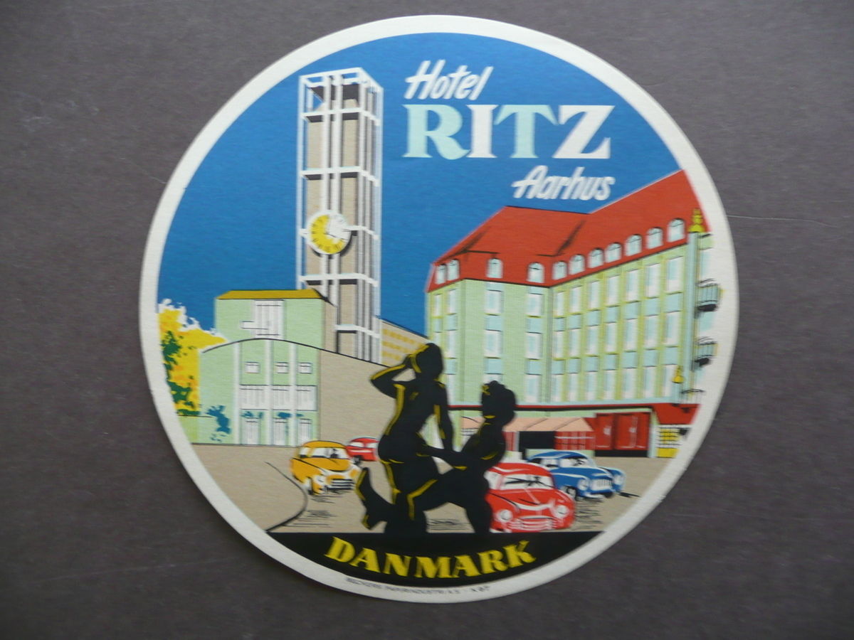 Etichetta Valigia Travel Label Suitcase Hotel Ritz Aartus Danmark Anni …