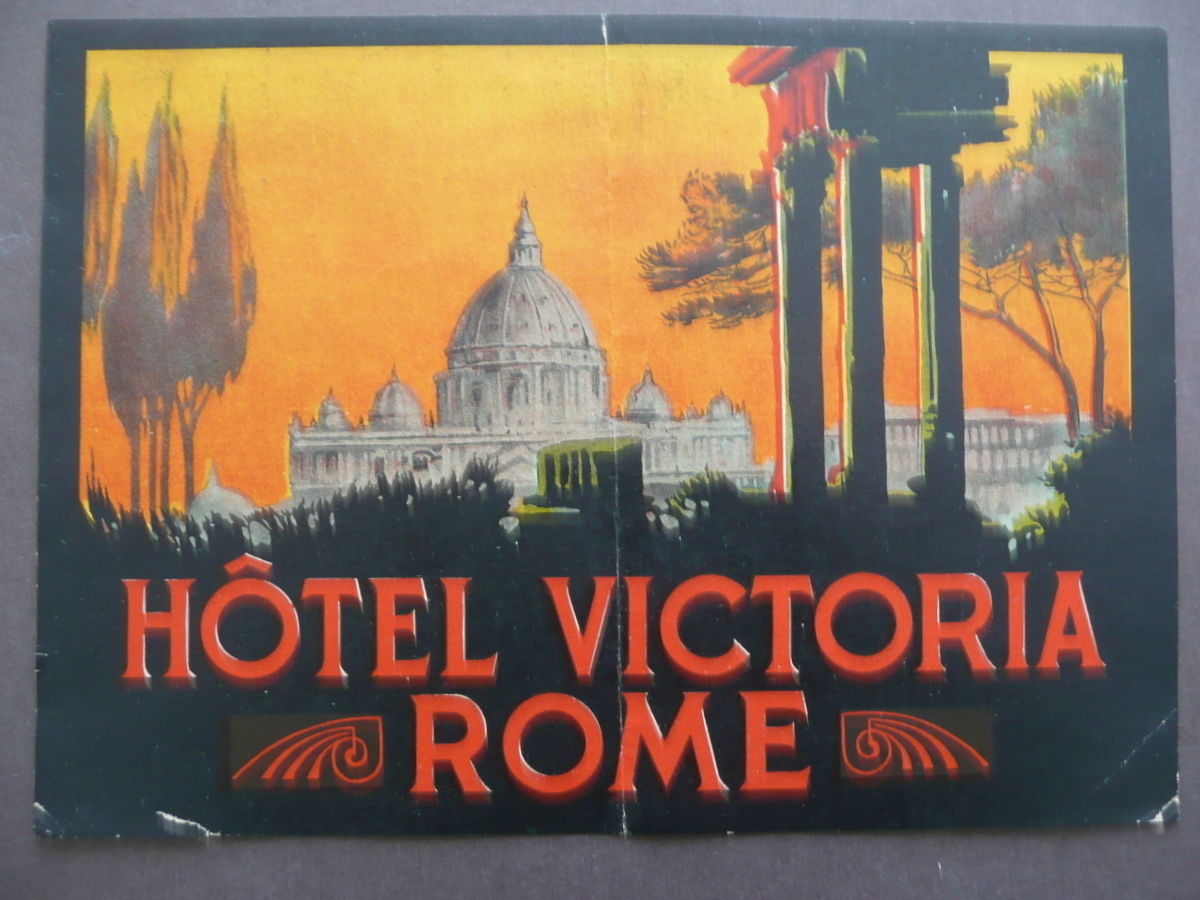 Etichetta Valigia Travel Label Suitcase Hotel Victoria Rome Roma Anni …