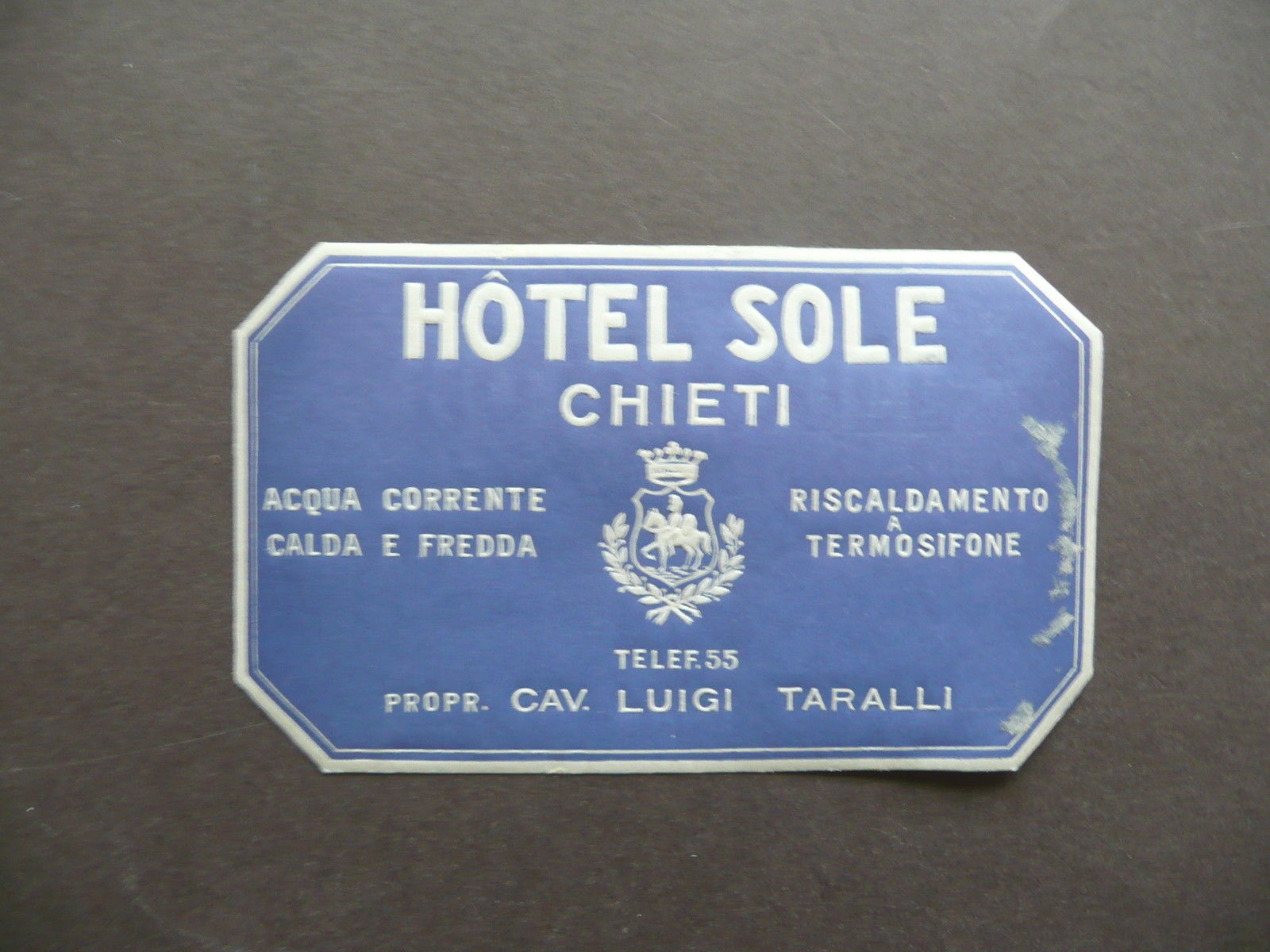 Etichetta Valigia Travel Label Suitcase Pubblicit‡ Hotel Sole Chieti Anni …