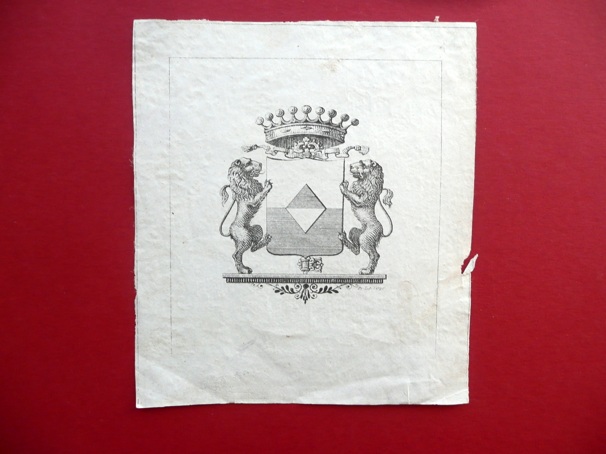 Ex Libris Araldico Stemma Leoni Blasone Litografia DeyË '800