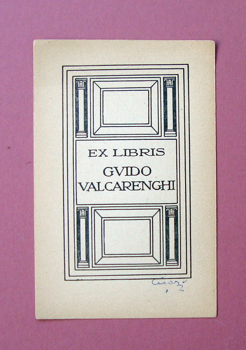 Ex libris Cisari Pietro Valcarenghi firmato a penna