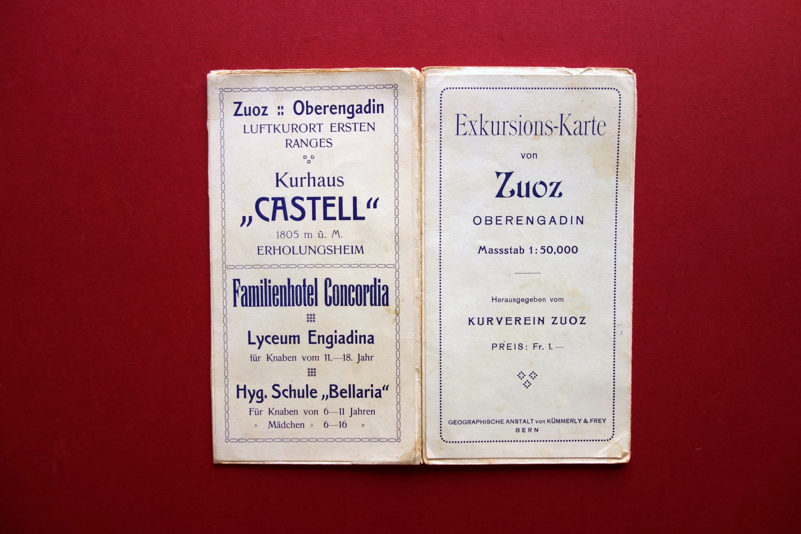 Exkursions Karte von Zuoz Oberengadin Carta Topografica Escursioni Alpinismo