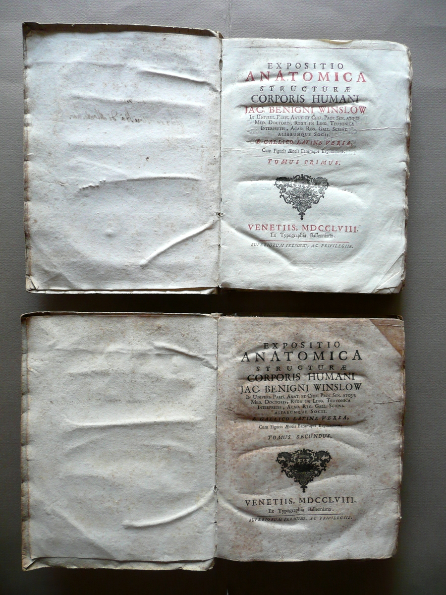 Expositio Anatomica Structurae Corporis Humani Winslow Venezia 1758 2 Volumi