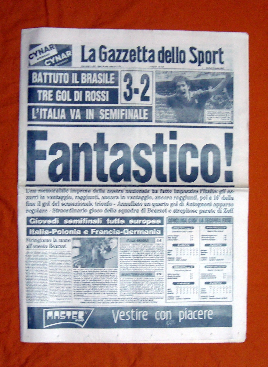 Fantastico Battuto il Brasile Gazzetta dello Sport N.135 6/7/1982 completo