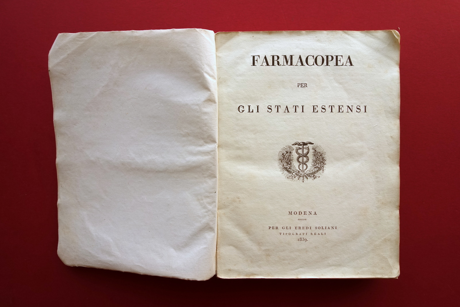 Farmacopea per gli Stati Estensi Eredi Soliani Modena 1839 Raro