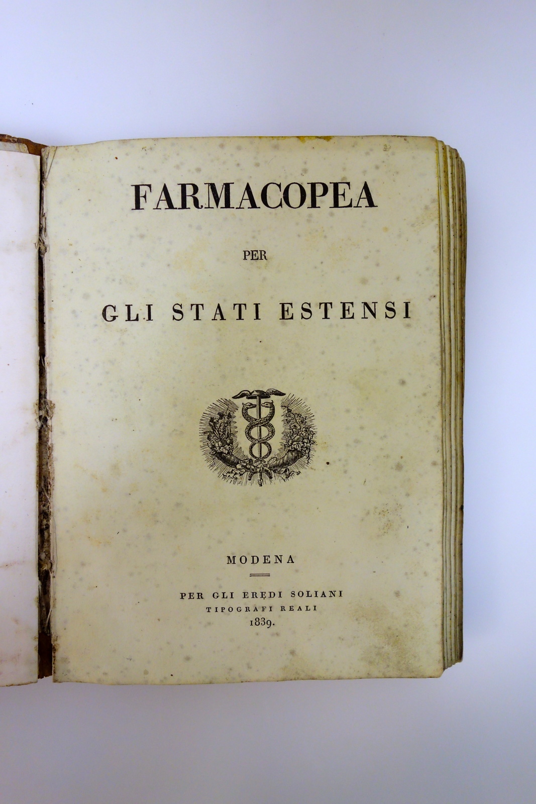 Farmacopea per gli Stati Estensi Eredi Soliani Modena 1839 Raro