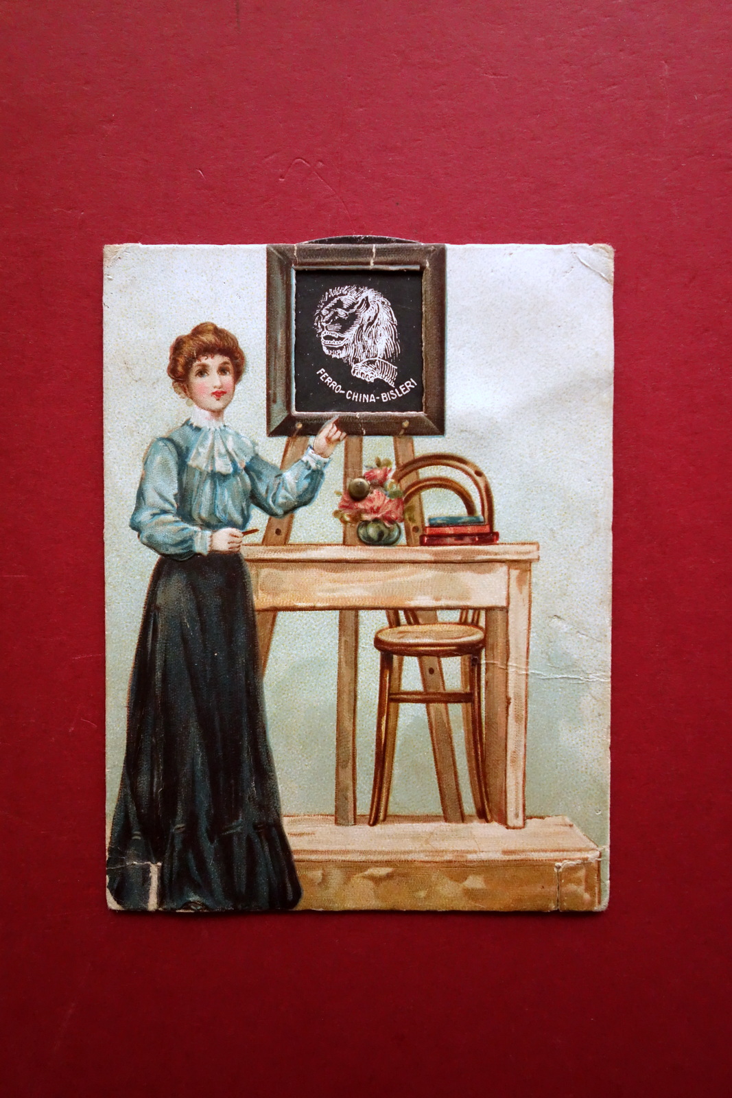 Felice Bisleri Milano Cartoncino Pubblicitario Mobile Grafica Primo Novecento