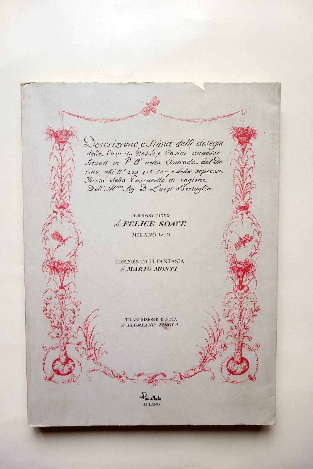 Felice Soave Manoscritto Milano 1790 Descrizione e Summa Casa da …