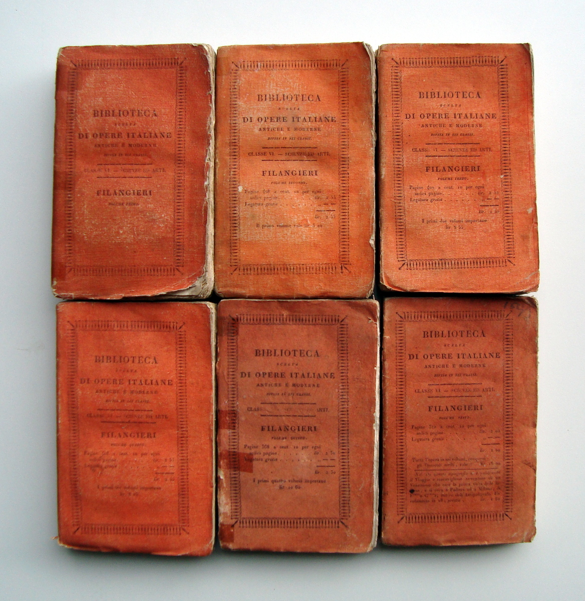 Filangieri Gaetano Scienza della Legislazione 1817-18 Silvestri Milano 6 volumi