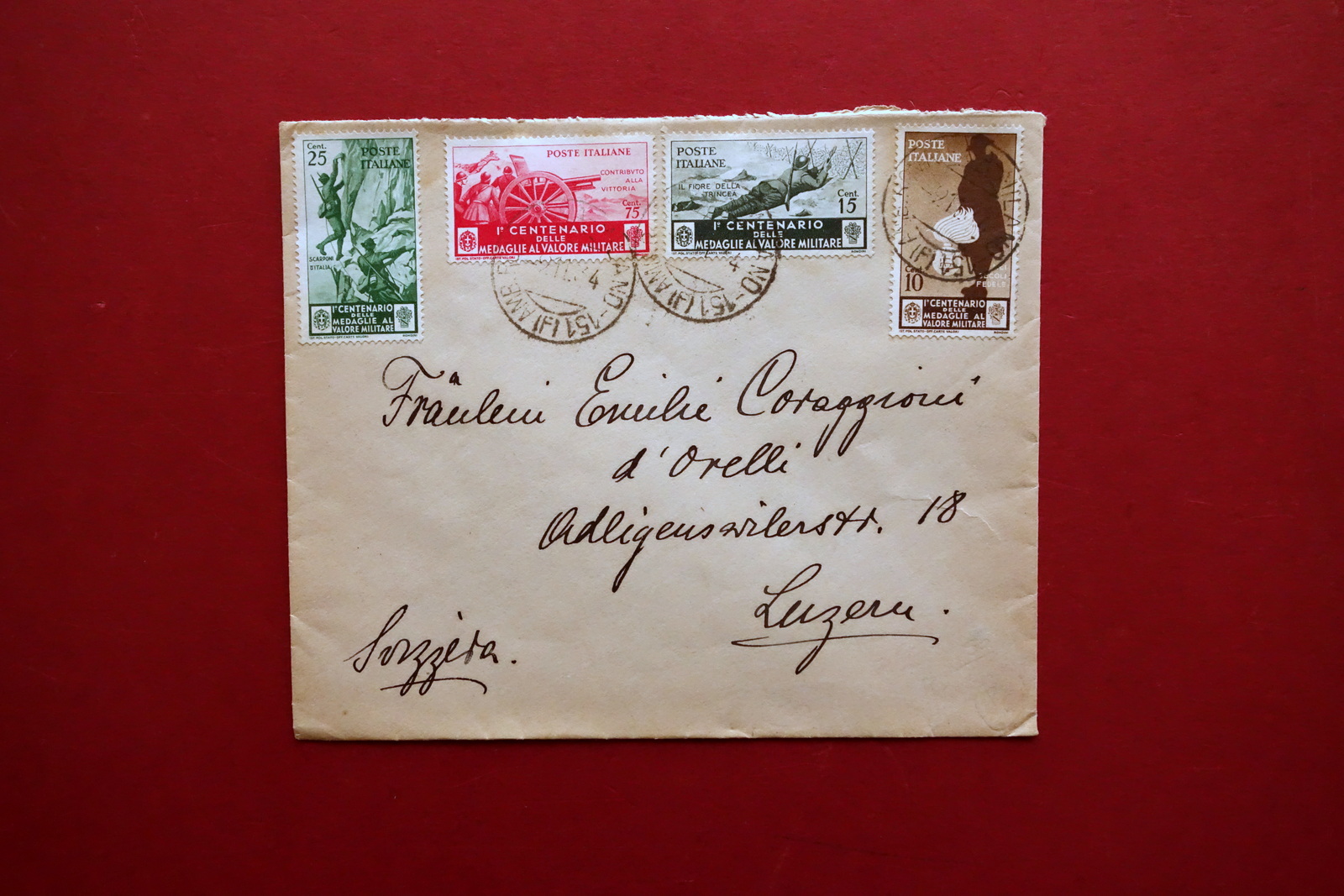 Filatelia 4 Francobolli 1∞ Centenario Medaglie al Valore Militare 1934 …