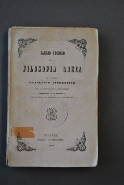 Filosofia Greca Saggio Storico Aristotele Fiorentino Le Monnier Firenze 1864
