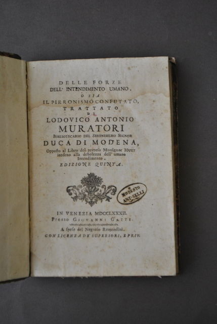 Filosofia Muratori Forze Intendimento Umano Pirronismo Confutato Gatti 1782