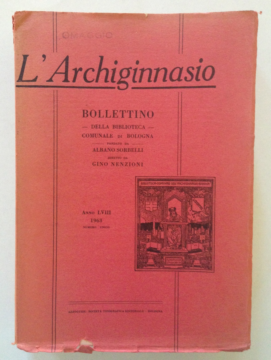 Fondo Ospedali L'Archiginnasio Bollettino Biblioteca Comunale Bologna Azzoguidi