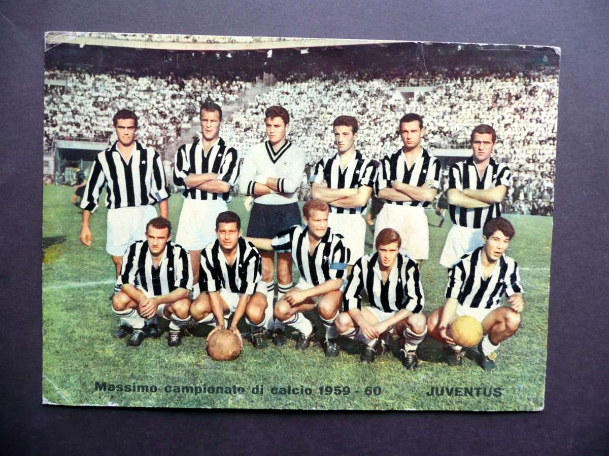Fotocartolina a Colori Juventus Formazione Giocatori Campionato Calcio 1959-60