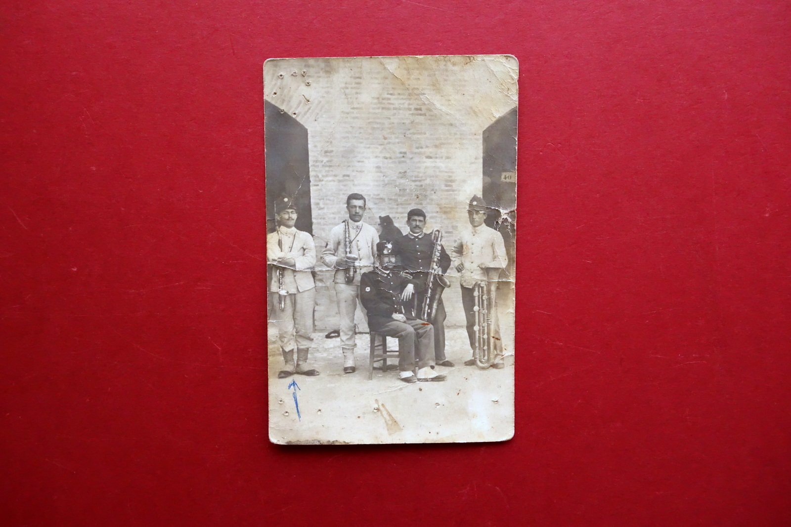 Fotocartolina d'Epoca Banda Militare Soldati in Uniforme WW1 Anni '10