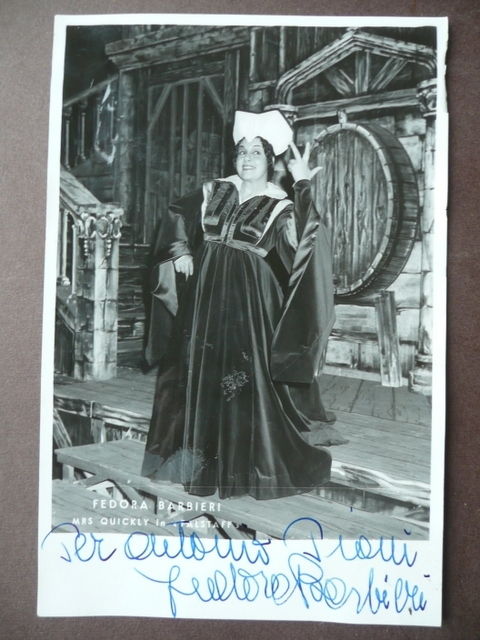 Fotografia Autografo Lirica Dedica Fedora Barbieri Falstaff Troncone Opera