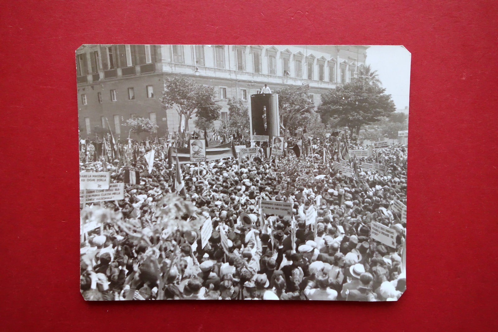 Fotografia Originale il Duce parla a Caltanissetta Comizio Palco Anni …