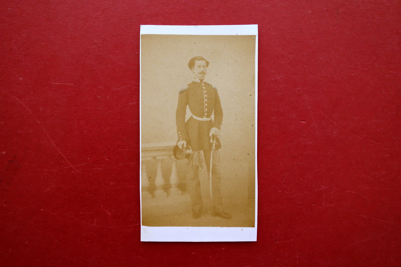 Fotografia Originale Militare in Uniforme a Corpo Intero 1860 circa