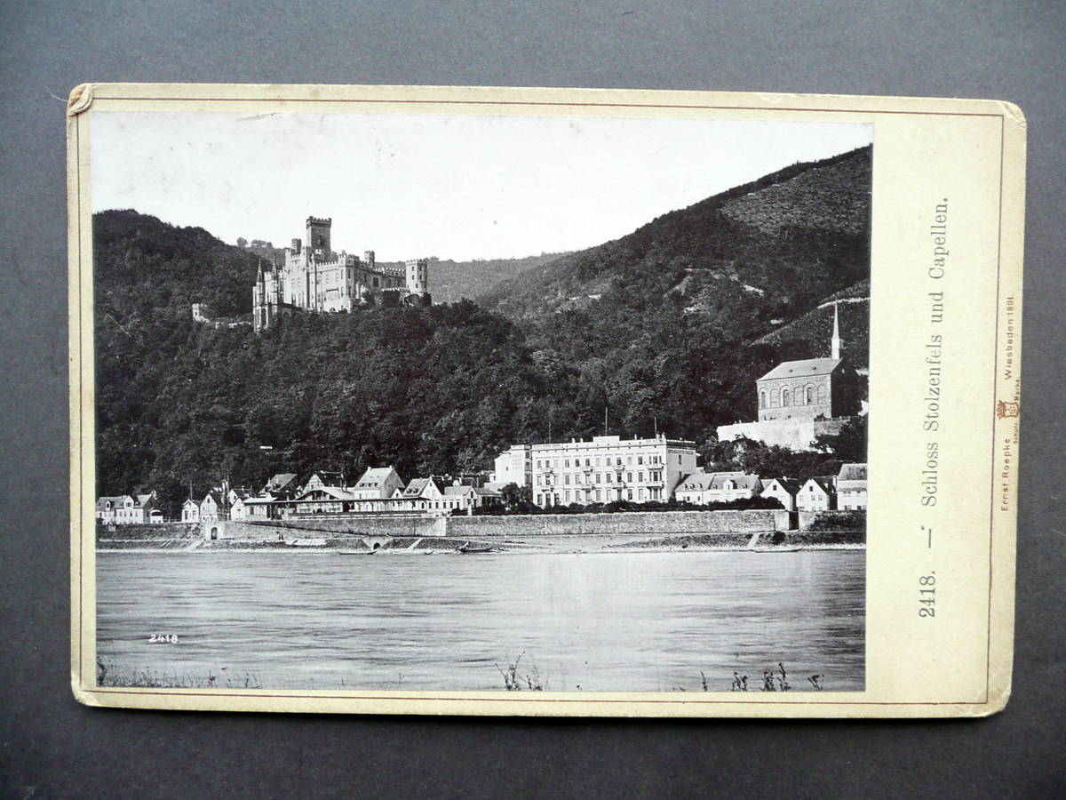 Fotografia Originale Schloss Stolzenfels und Capellen Roepke Wiesbaden 1891