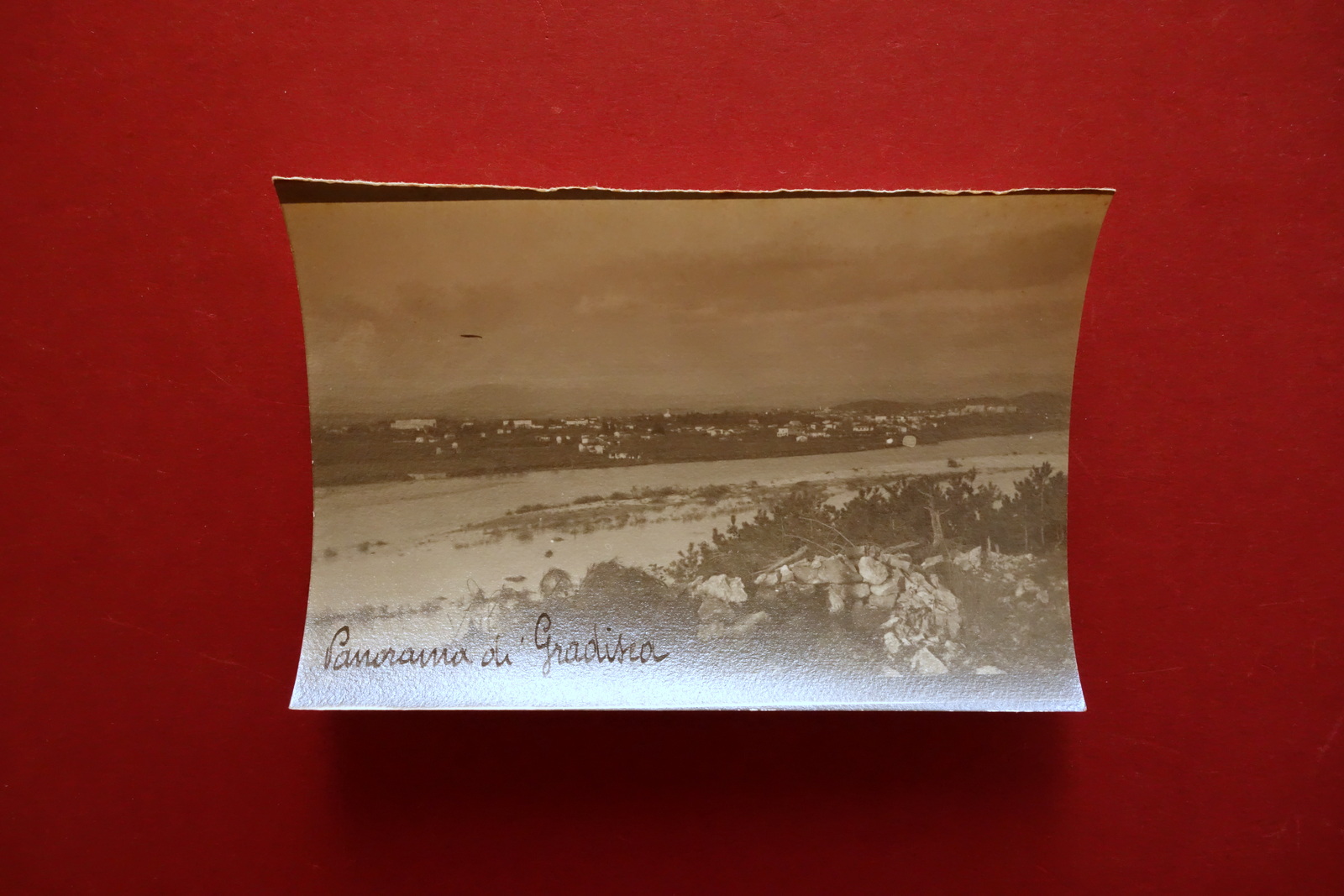 Fotografia Originale WW1 1∞ Guerra Mondiale Panorama di Gradisca d'Isonzo