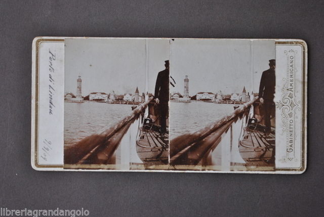 Fotografia Stereoscopica Lindau Germania Porto Torre Ladri Gabinetto Americano