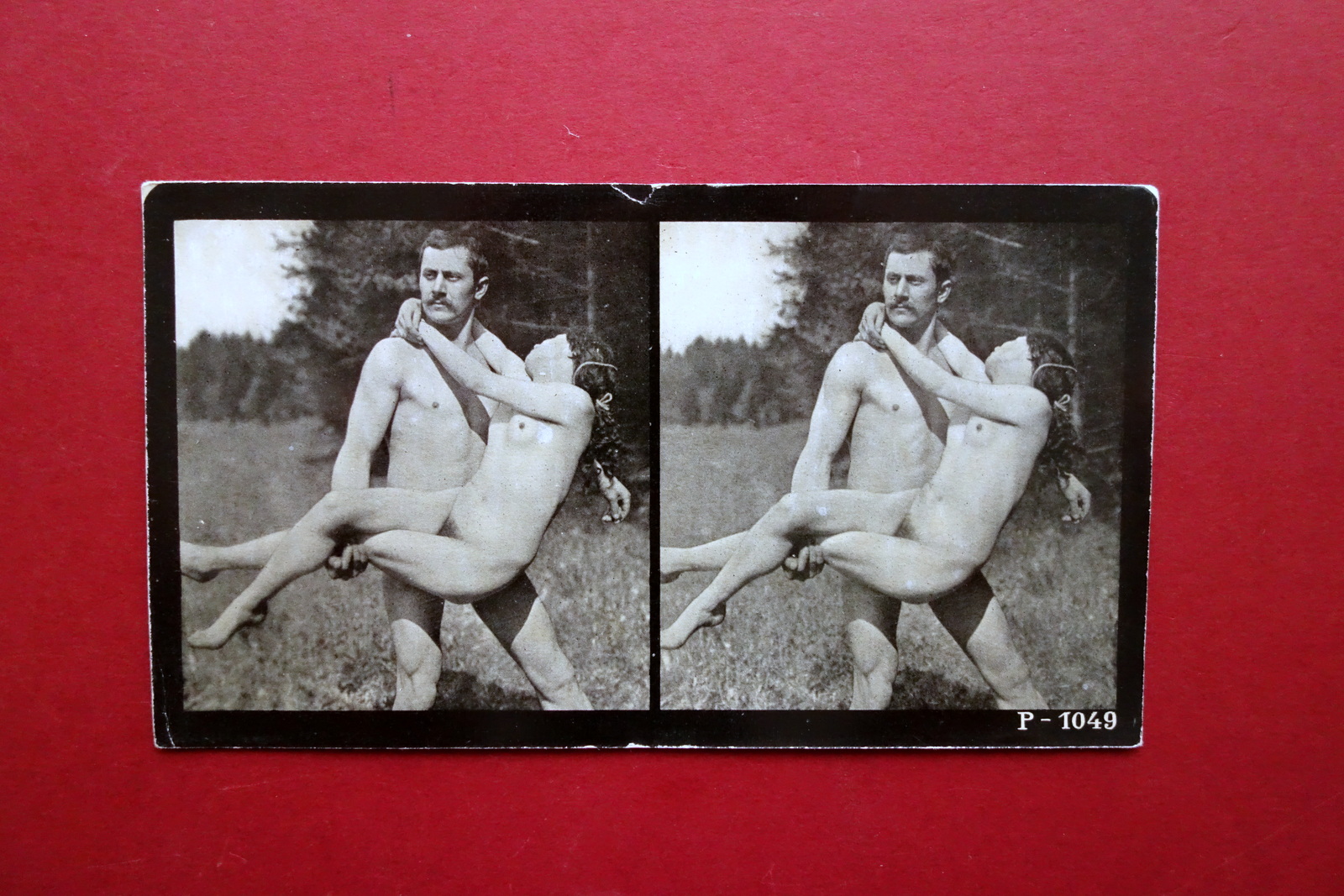 Fotografia Stereoscopica Originale Nudo Uomo Ragazza Primo '900 Erotica