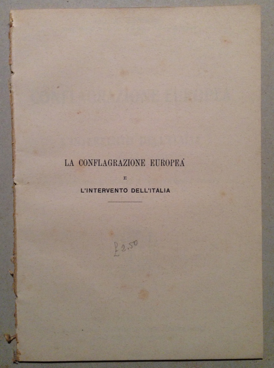 G. Camozzi La Conflagrazione Europea e l'Intervento dell'Italia Palermo 1917