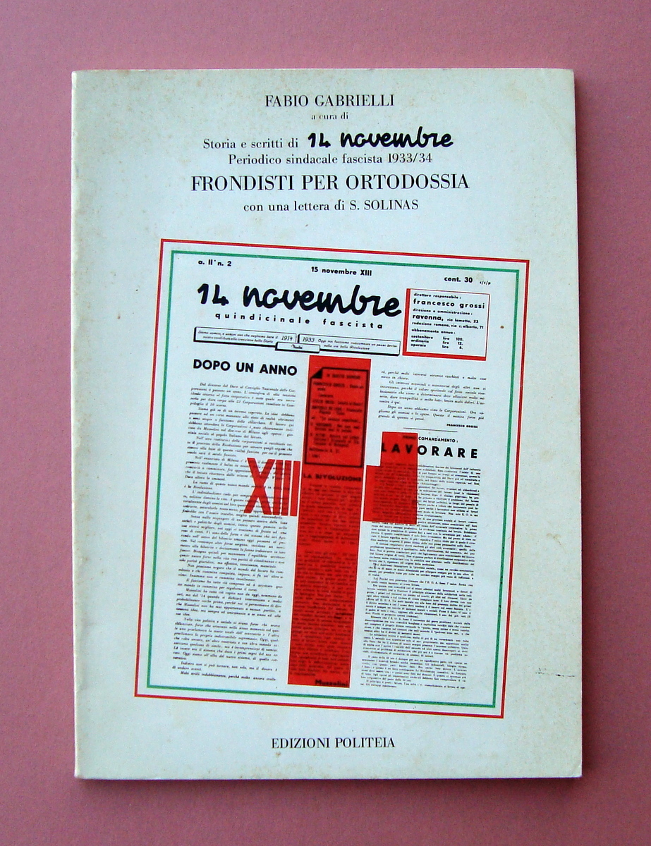 Gabrielli 14 Novembre quindicinale sindacale fascista 1933-1934 Frondisti