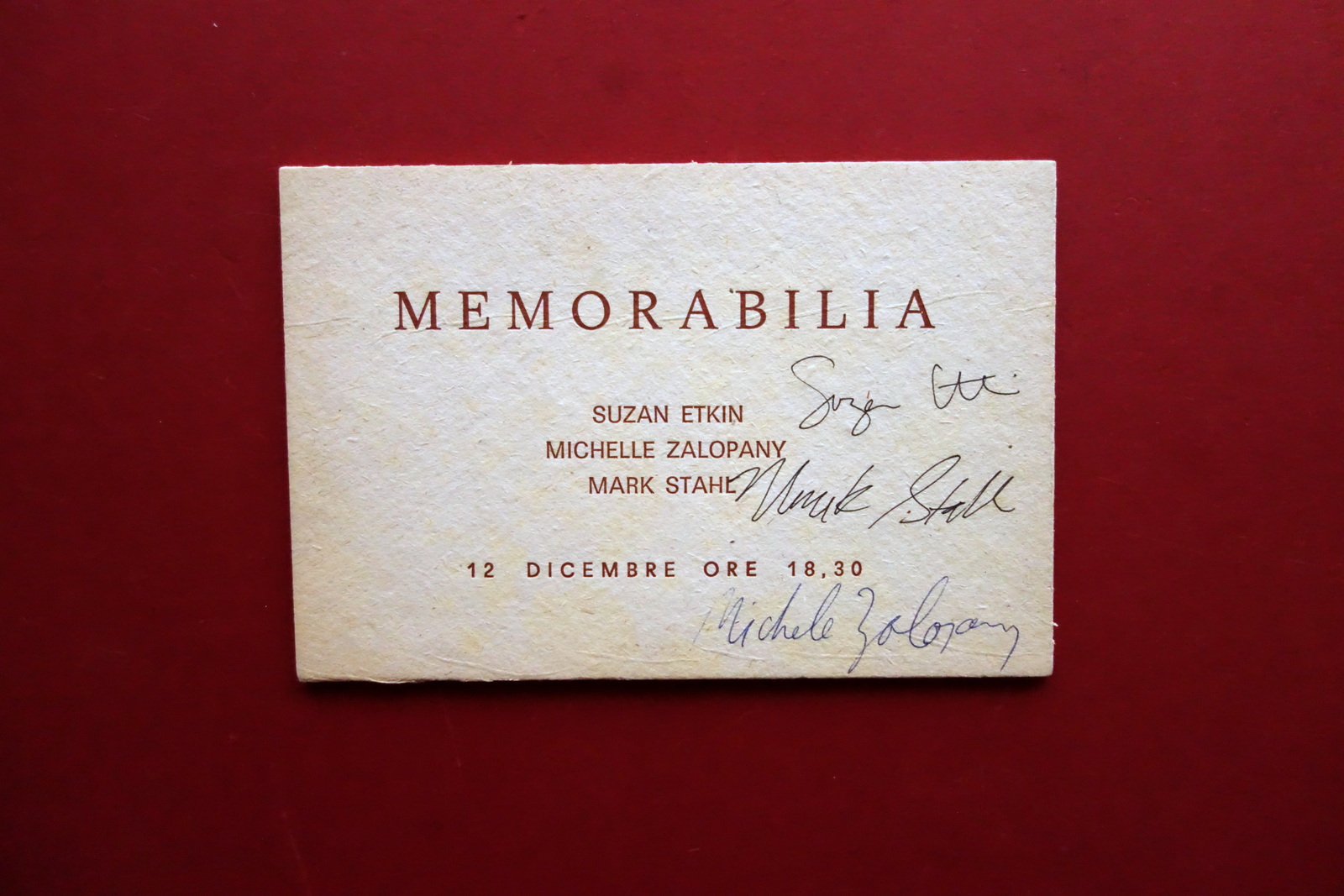 Galleria Mazzoli Modena Invito Autografo Memorabilia Etkin Zalopany Stahl 1989