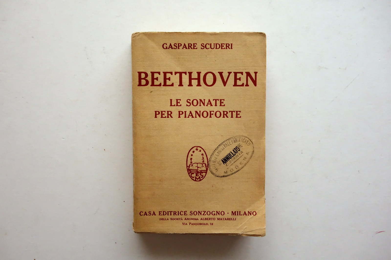 Gaspare Scuderi Beethoven le Sonate per Pianoforte Sonzogno Milano 1933