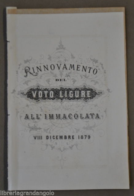 Genova Liguria Santuario Voto Immacolata Ventimiglia Albenga Savona Tortona 1879