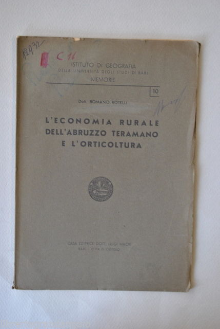 Geografia Rotelli Economia Rurale Abruzzo Teramo Orticoltura Coltivazioni 1946